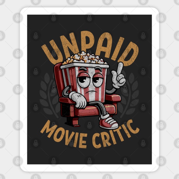 Unpaid Movie Critic - Vintage Cinema, Film, and Motion Picture Lover Magnet by Lunatic Bear